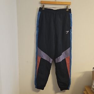 Gymshark Black and Blue Joggers with Purple and Red Accents